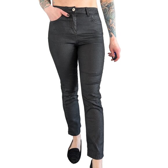 Zara Denim Waxed Black Straight Fit Ankle Jeans | 4 - Picture 1 of 8
